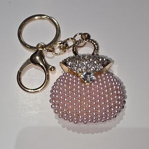 Elegant Gold and Pink Beaded Keychain